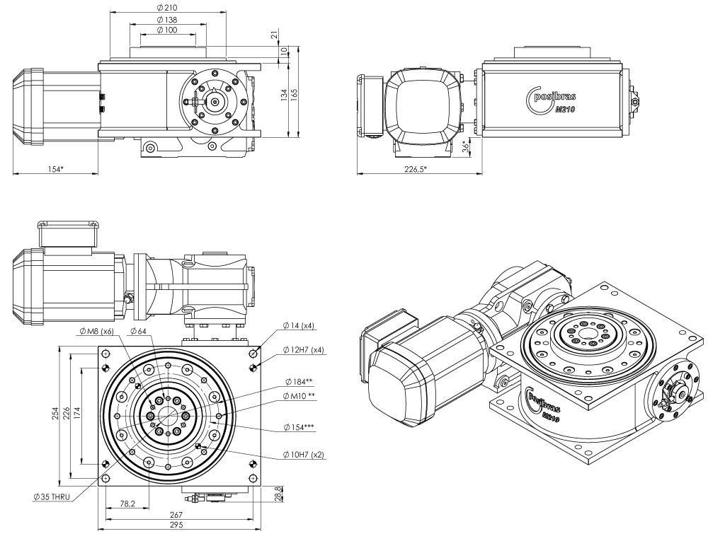 Principais dimensões da mesa indexadora M210